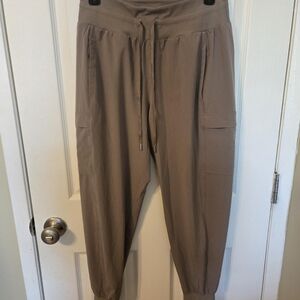 Women's Tan High-Waisted Jogger Pants